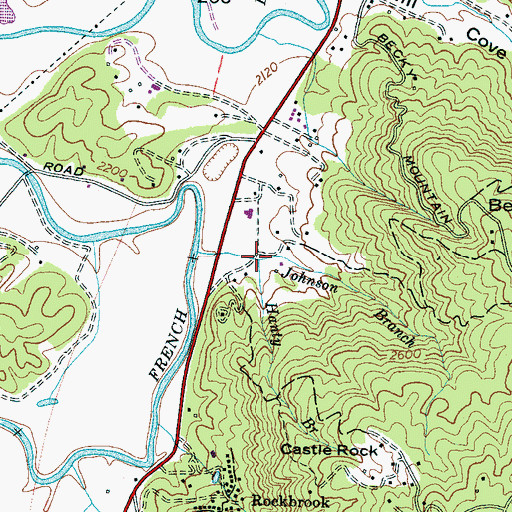 Topographic Map of Hanty Branch, NC