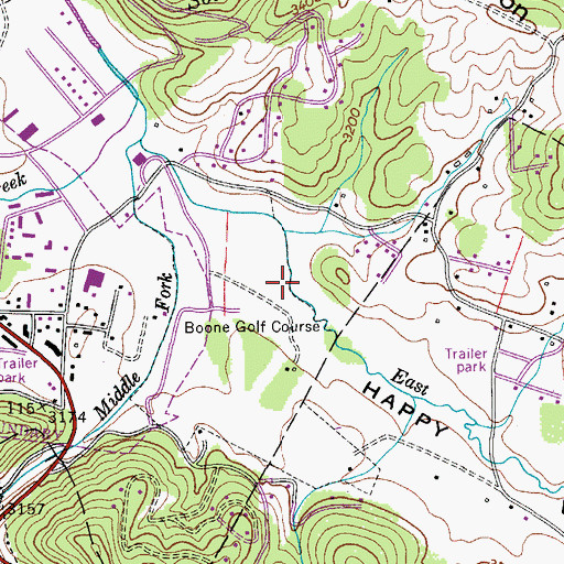 Topographic Map of Happy Valley, NC