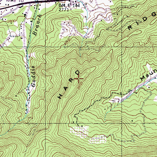 Topographic Map of Hard Ridge, NC