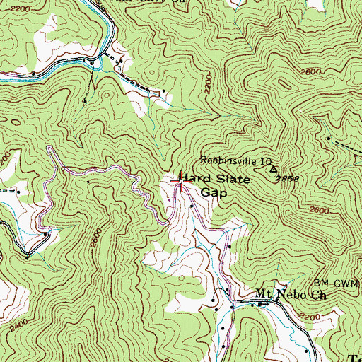 Topographic Map of Hard Slate Gap, NC