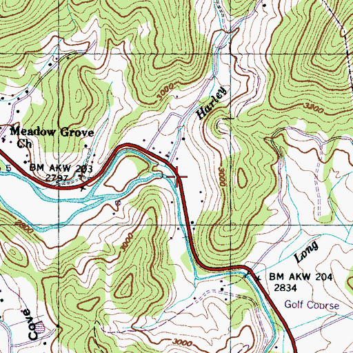 Topographic Map of Harley Branch, NC