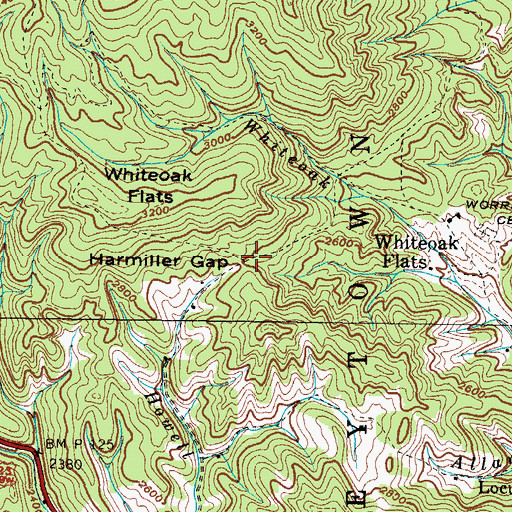 Topographic Map of Harmiller Gap, NC