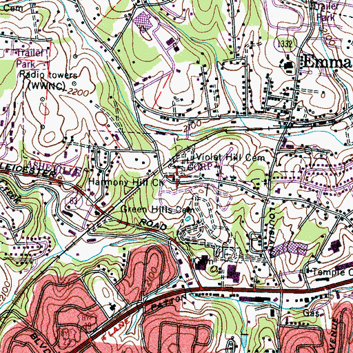 Topographic Map of Harmony Hill Church, NC