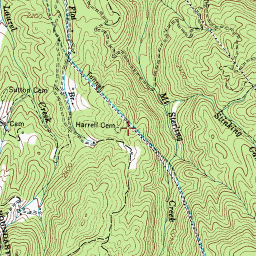Topographic Map of Harrell Cemetery, NC