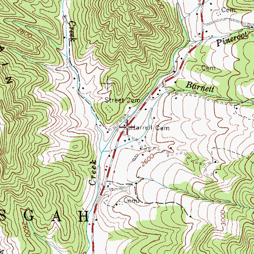 Topographic Map of Harrell Cemetery, NC