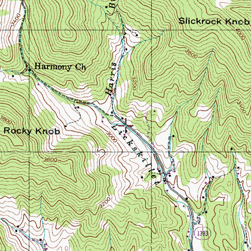 Topographic Map of Harris Branch, NC