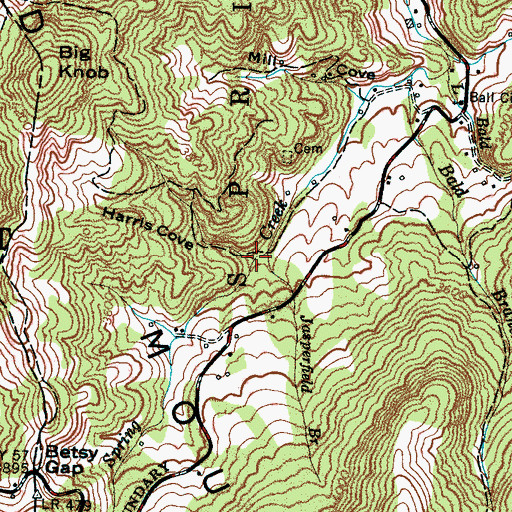 Topographic Map of Harris Cove, NC