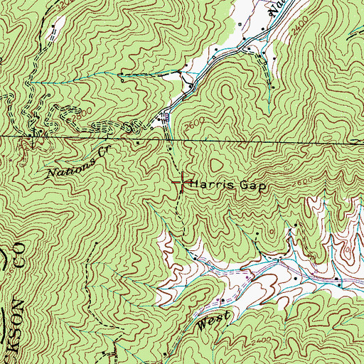 Topographic Map of Harris Gap, NC