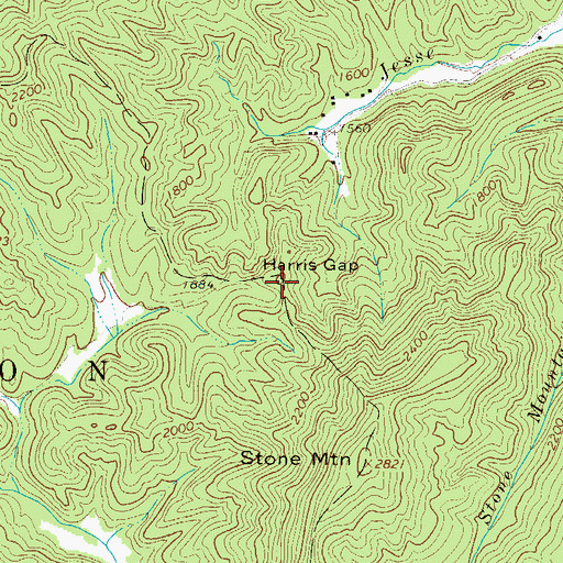 Topographic Map of Harris Gap, NC