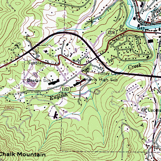 Topographic Map of Harris High School, NC
