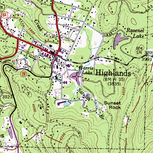 Topographic Map of Harris Lake, NC