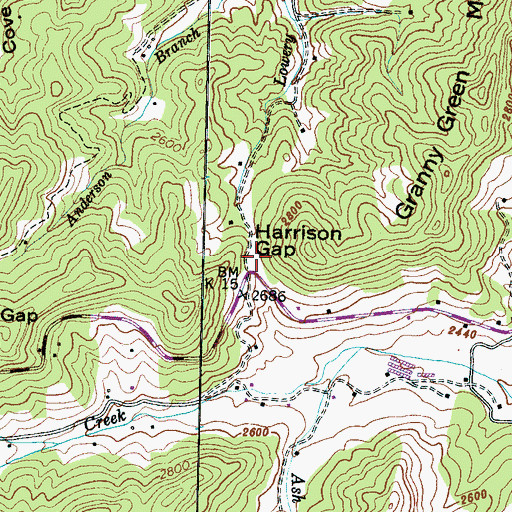 Topographic Map of Harrison Gap, NC