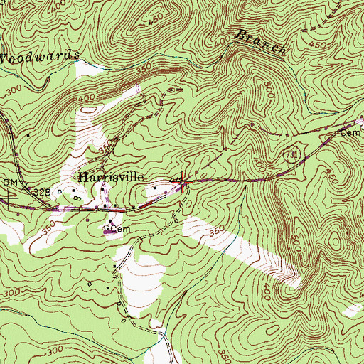 Topographic Map of Harrisville, NC
