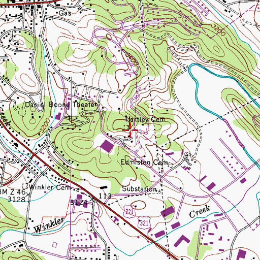 Topographic Map of Hartley Cemetery, NC