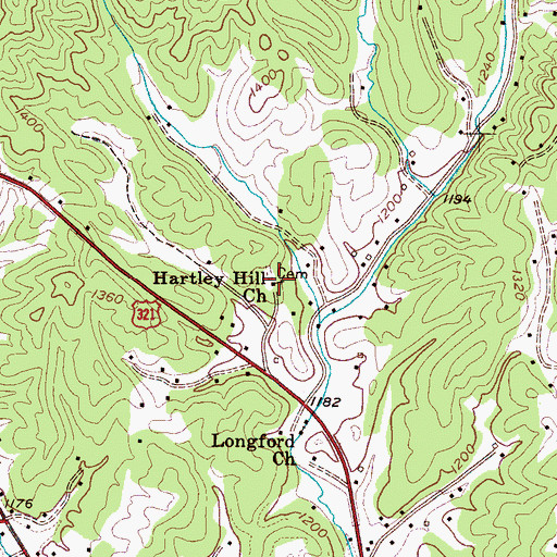 Topographic Map of Hartley Hill Church, NC