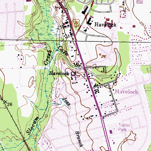 Topographic Map of Havelock Church, NC