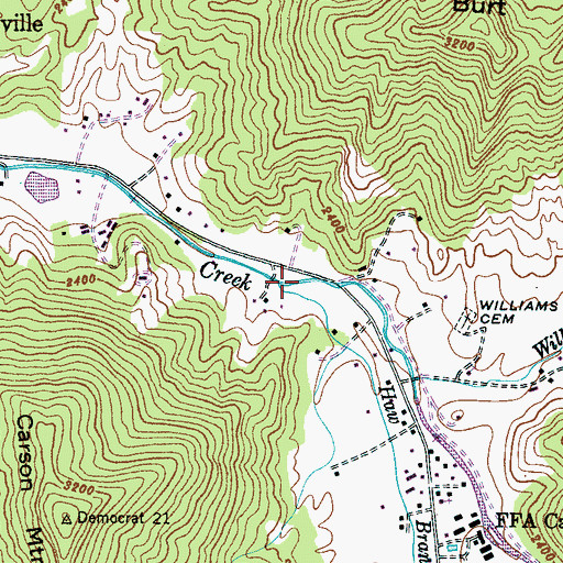 Topographic Map of Haw Branch, NC