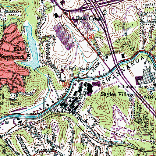 Topographic Map of Haw Creek, NC