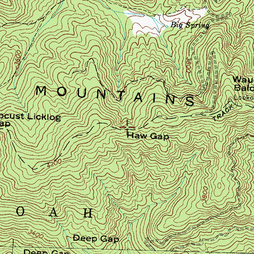 Topographic Map of Haw Gap, NC