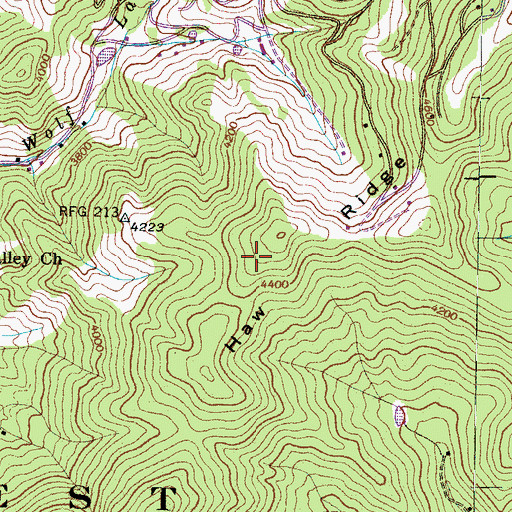 Topographic Map of Haw Ridge, NC