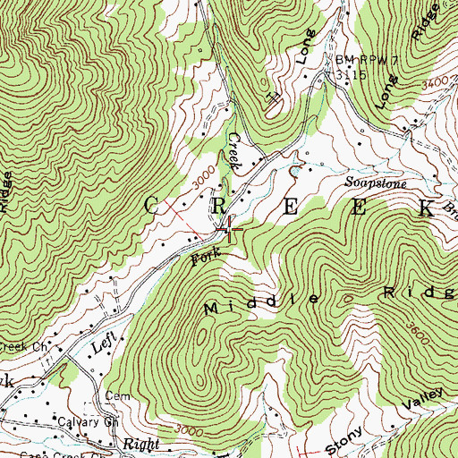 Topographic Map of Hawk Creek, NC
