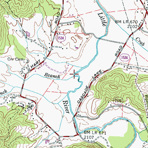 Topographic Map of Hawkins Branch, NC