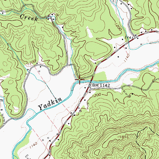 Topographic Map of Hawkins Creek, NC