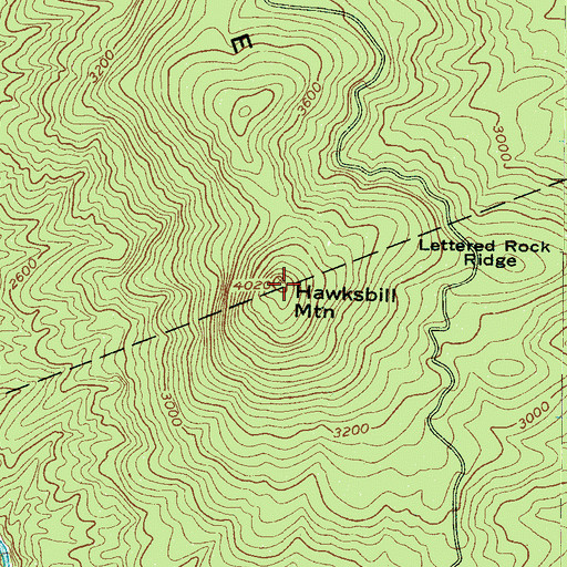 Topographic Map of Hawksbill Mountain, NC