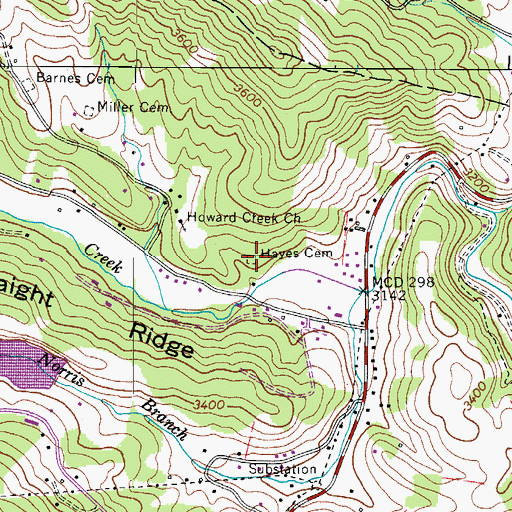 Topographic Map of Hayes Cemetery, NC