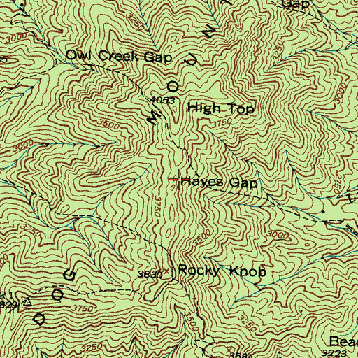 Topographic Map of Hayes Gap, NC
