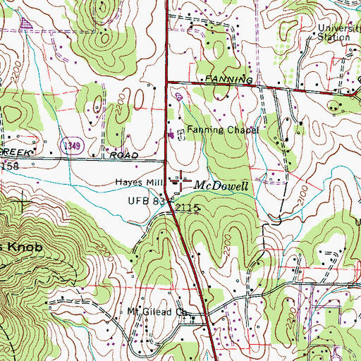 Topographic Map of Hayes Mill, NC