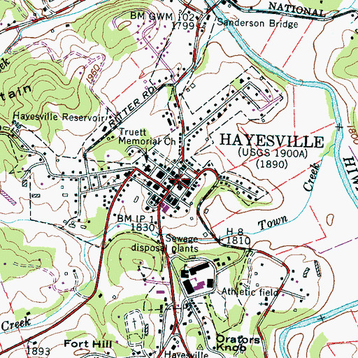 Topographic Map of Hayesville, NC