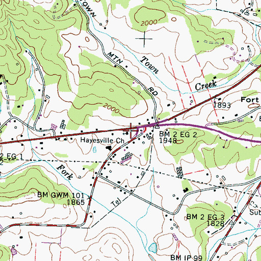Topographic Map of Hayesville Church, NC