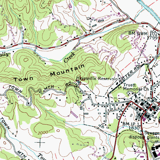 Topographic Map of Hayesville Reservoir, NC
