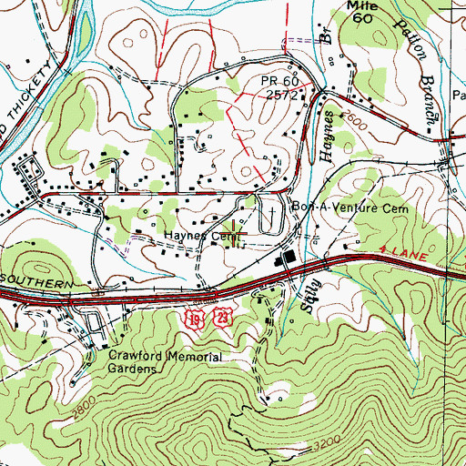 Topographic Map of Haynes Cemetery, NC