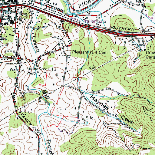 Topographic Map of Haynes Cove, NC