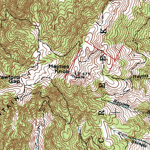 Topographic Map of Haynes Knob, NC