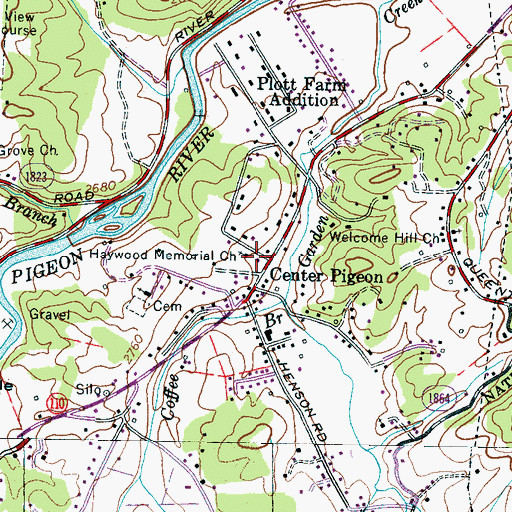 Topographic Map of Haywood Memorial Church, NC