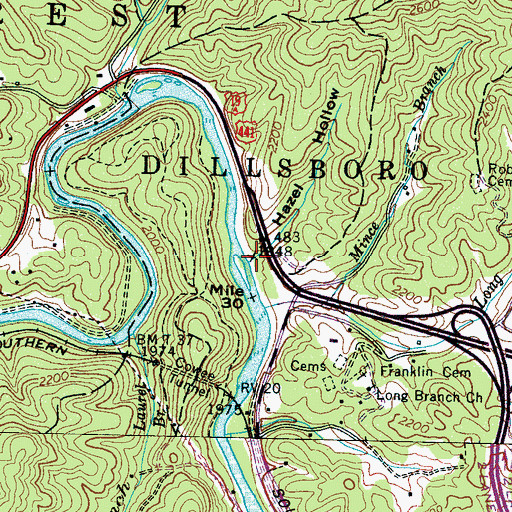 Topographic Map of Hazel Hollow, NC
