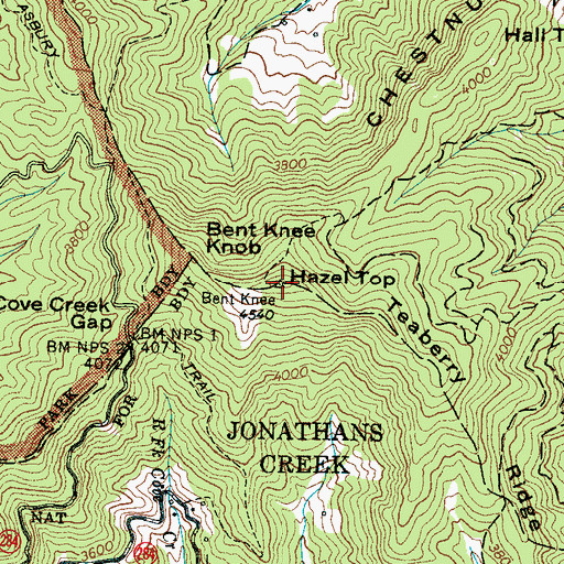Topographic Map of Hazel Top, NC