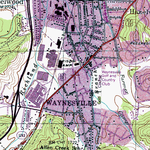 Topographic Map of Hazelwood, NC