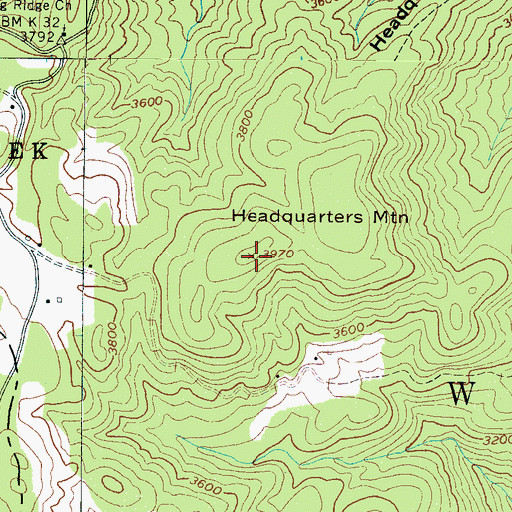 Topographic Map of Headquarters Mountain, NC
