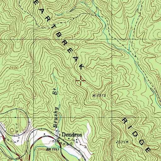 Topographic Map of Heartbreak Ridge, NC