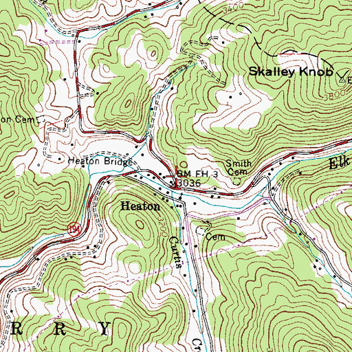 Topographic Map of Heaton, NC