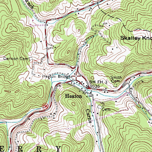 Topographic Map of Heaton Bridge, NC