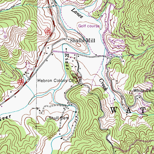 Topographic Map of Hebron Colony Church, NC