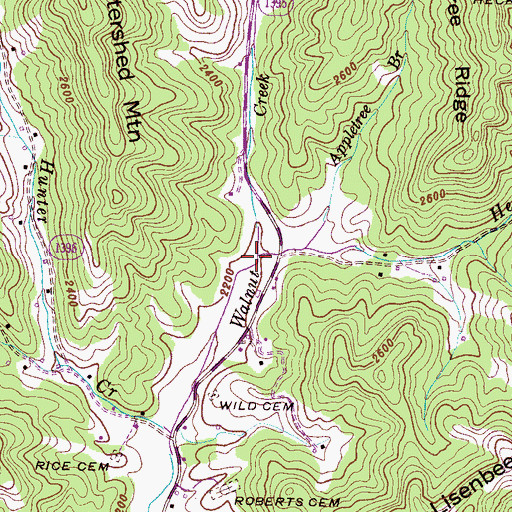 Topographic Map of Heck Creek, NC
