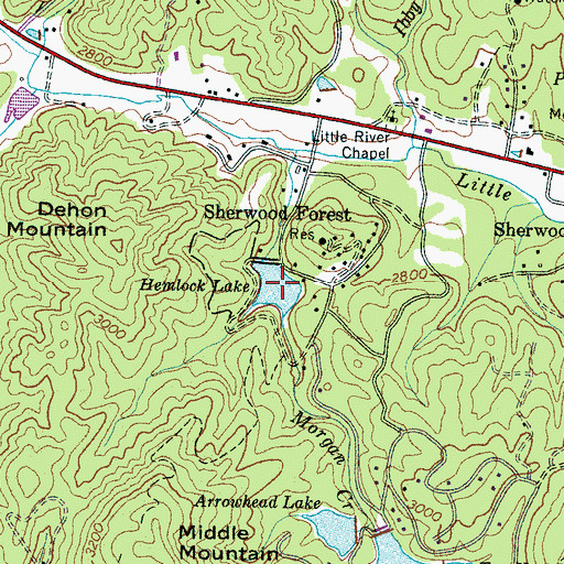 Topographic Map of Hemlock Lake, NC