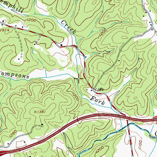 Topographic Map of Hemphill Creek, NC