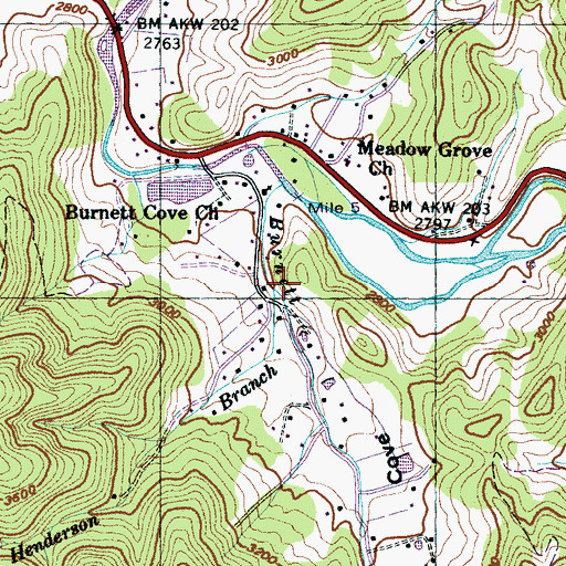 Topographic Map of Henderson Branch, NC